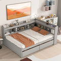 White Wood Twin Size Platform Bed with Storage Drawers M40469