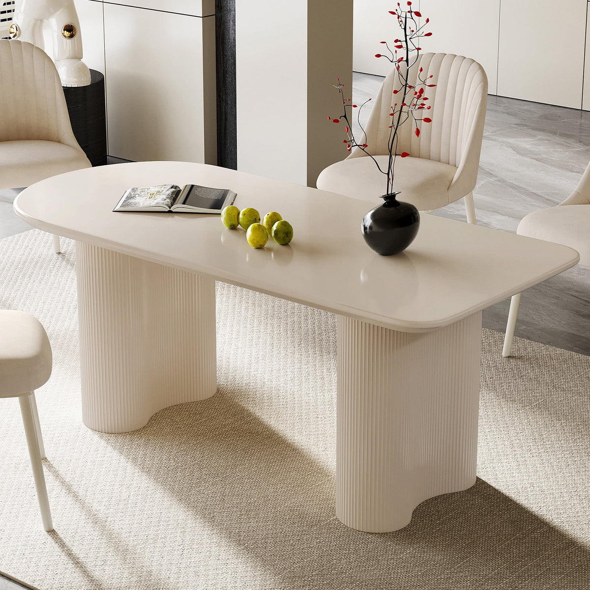 70.86'' Oval White Dining Table E733