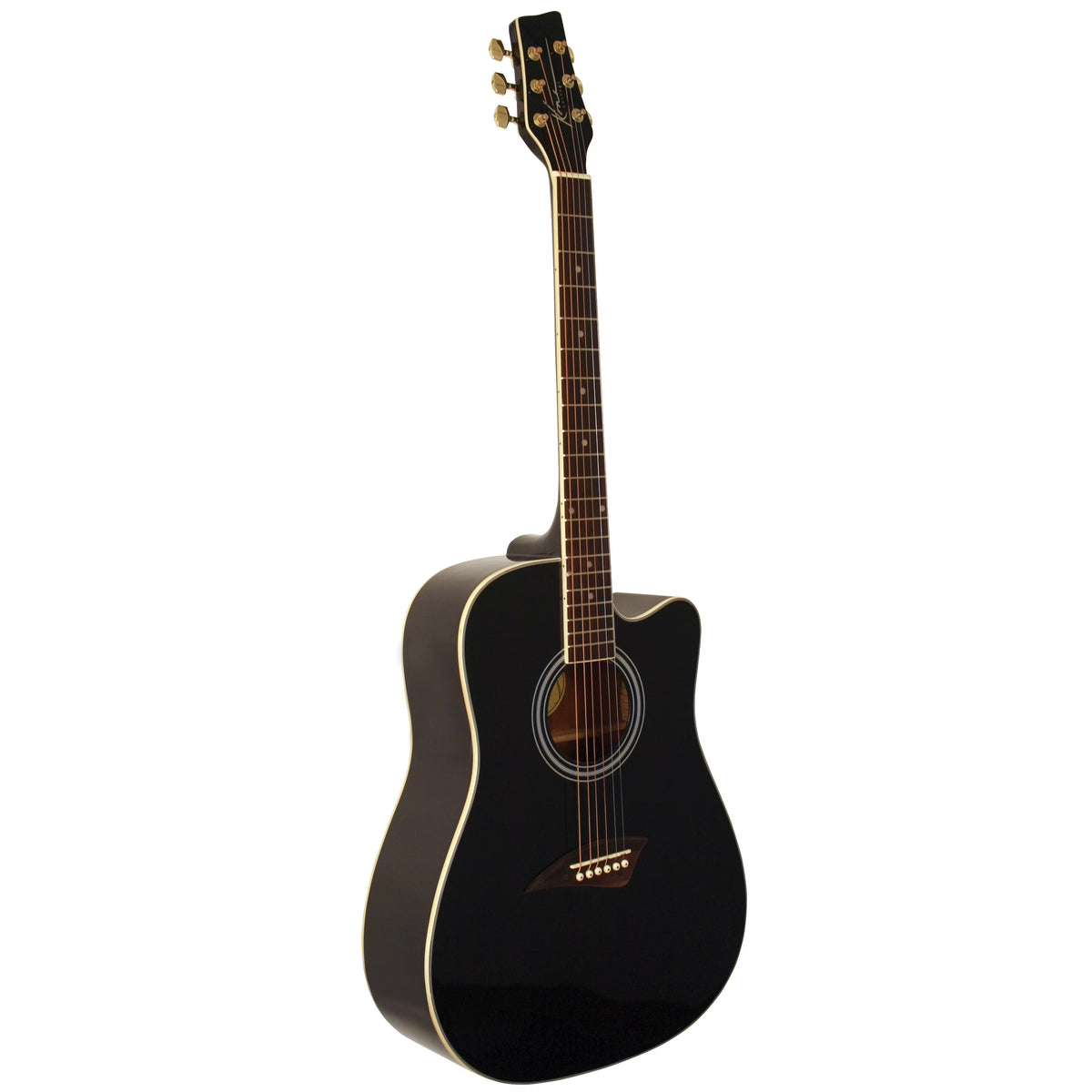Black Acoustic Dreadnought Cutaway Guitar with Spruce Top Q891