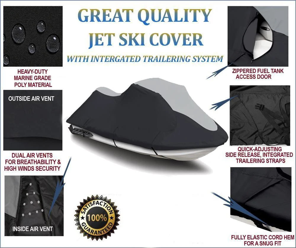 600D Jet Ski Cover Black/Grey 3 Seater 126" C917