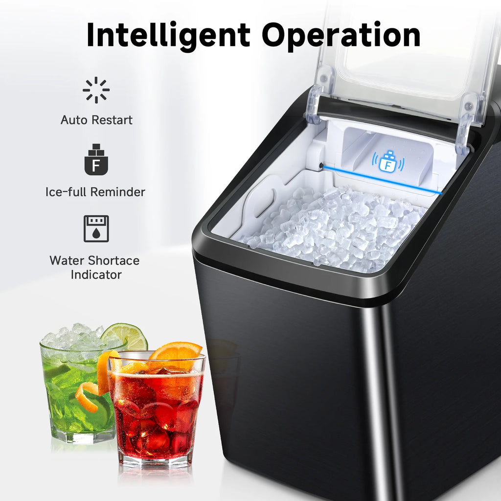 30Lbs Per Day Self-Cleaning Stainless Steel Countertop Ice Maker Y52291