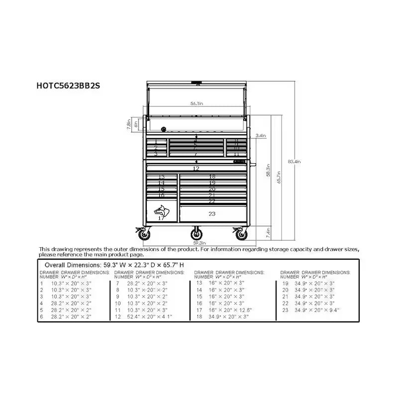 Heavy Duty 23-Drawer Rolling Tool Chest and Top Tool Cabinet Set in Matte Black R34745