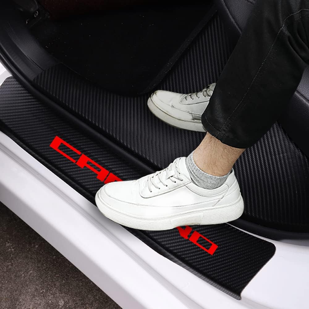 4PCS White Carbon Fibre Vinyl Car Door Sill Protector Decal Sticker F36878