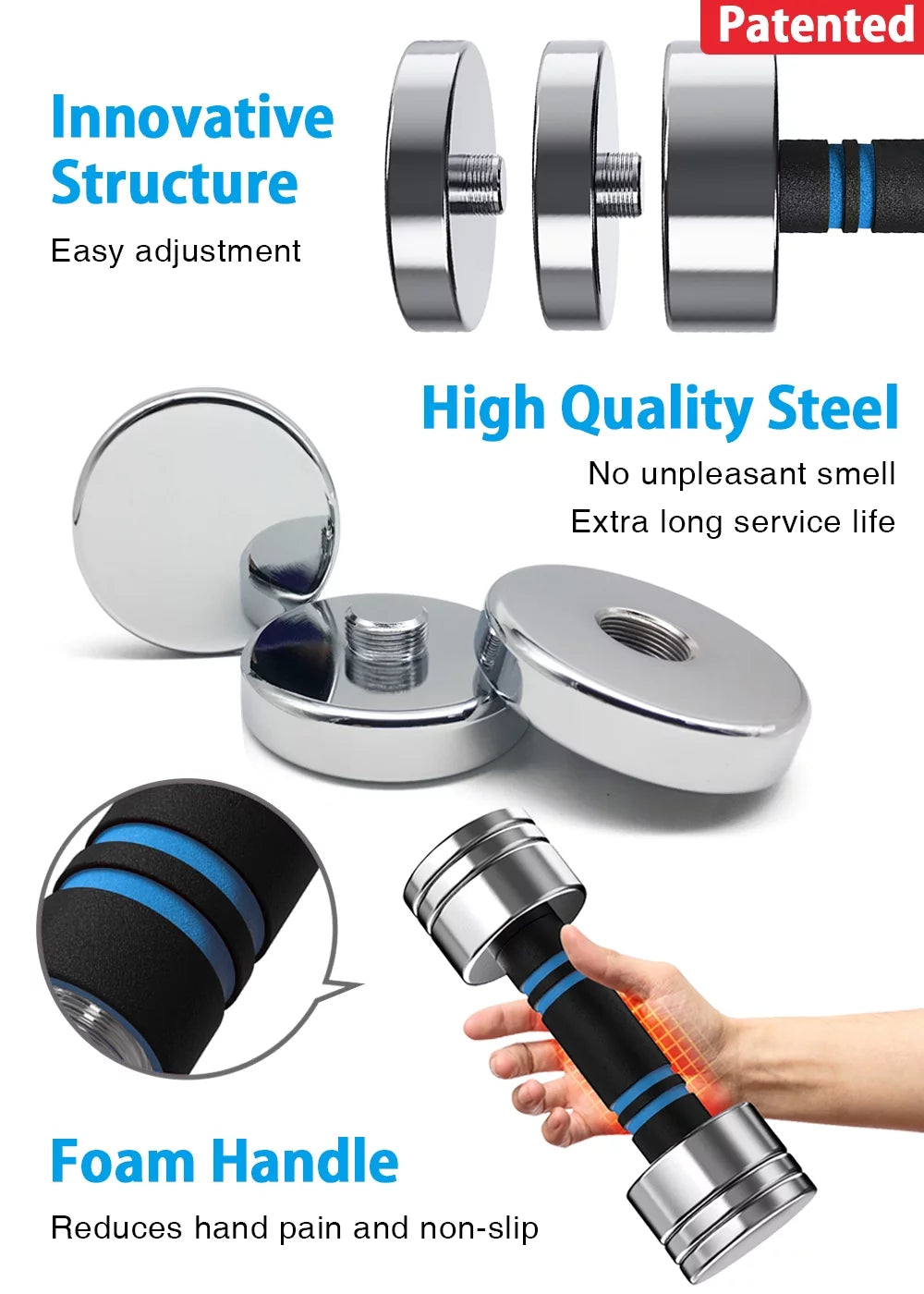 Adjustable Dumbbells Pair Steel Weight Set with Foam Handle F27241