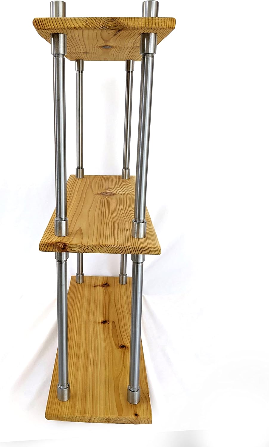 Solid Cedar Wood & Stainless Steel Metal Bookcase, 20 Inch Wide R698024