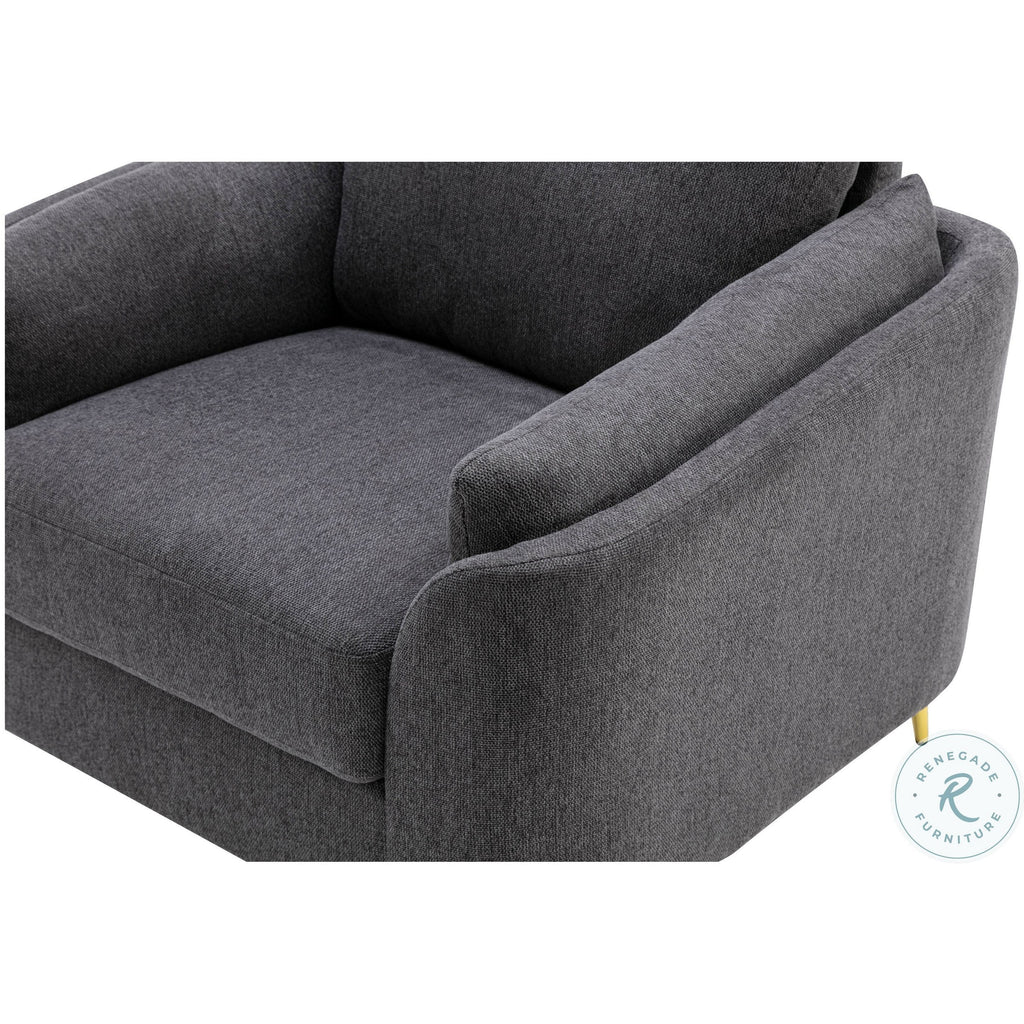 Dark Gray Polyester Accent Chair with Gold Metal Legs R602049