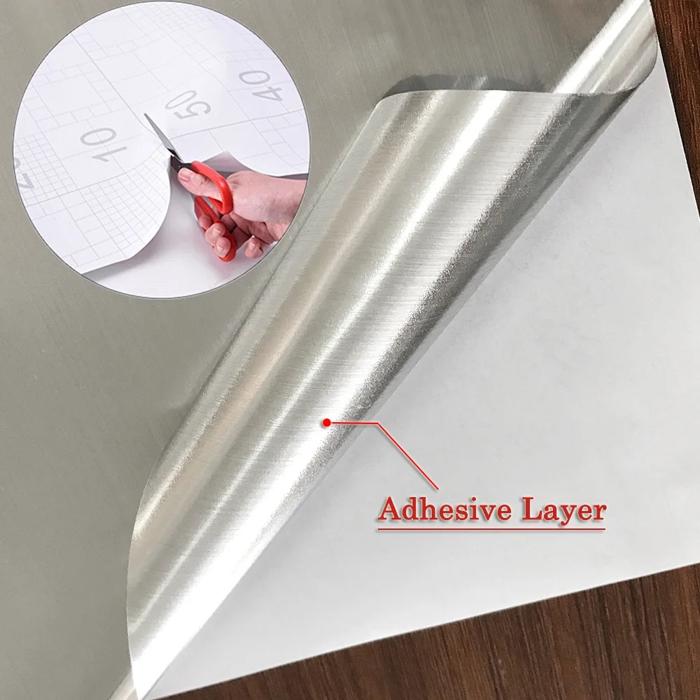 Brushed Silver Stainless Steel Self Adhesive Vinyl Film 24"x394" E50389