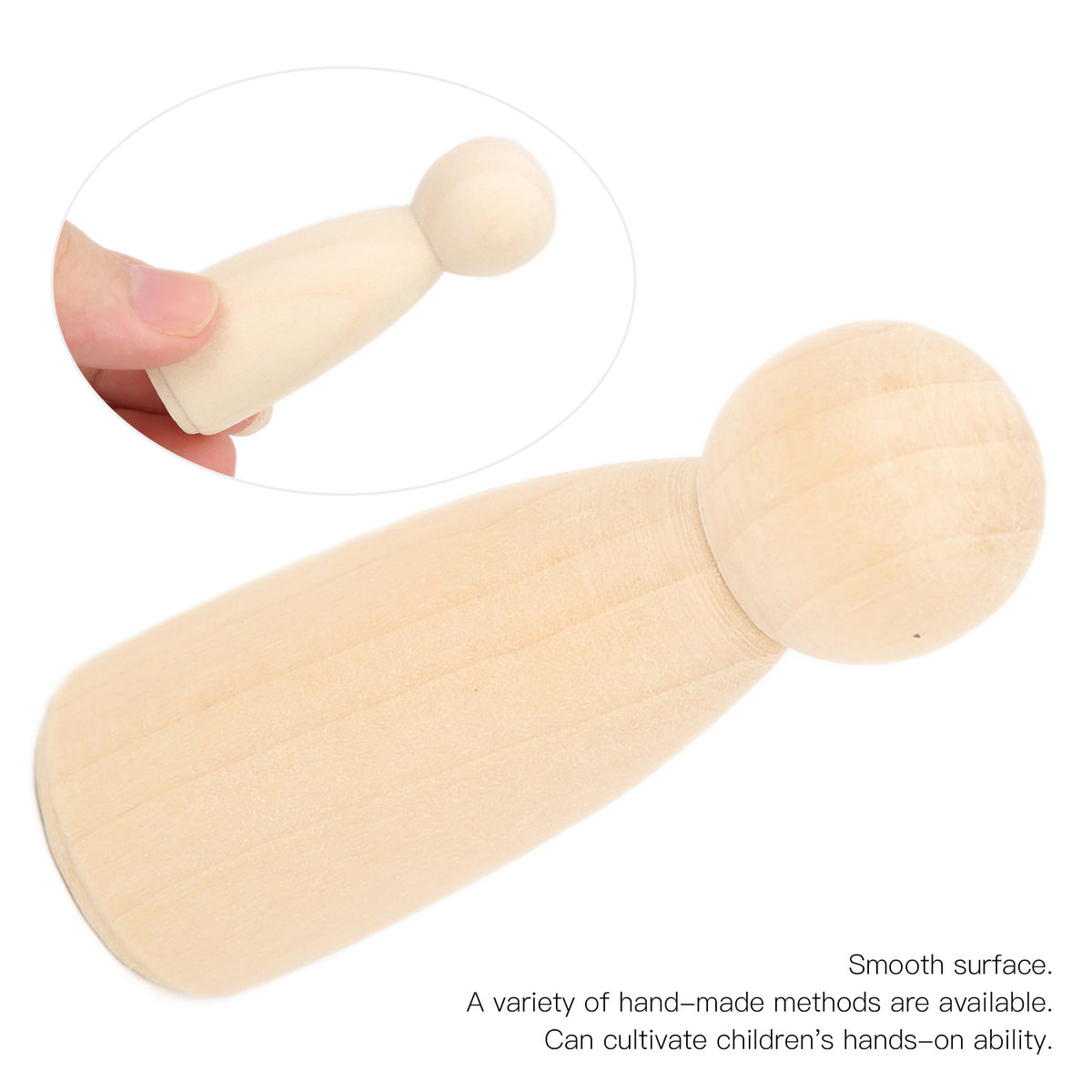 10Pcs Unfinished Wooden Peg Dolls for Kids DIY Craft 75mm / 3.0in X364