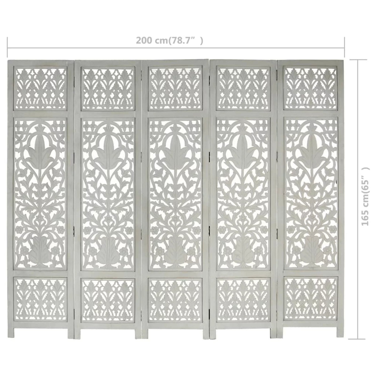 Hand Carved 5-Panel Mango Wood Room Divider T98930