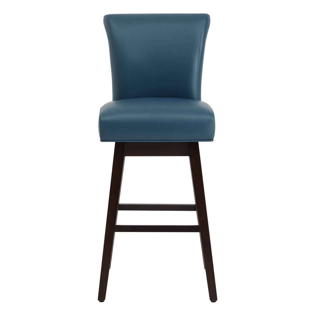 Dark Blue Faux Leather Upholstered Swivel Counter Bar Stools Set of 2 R28611