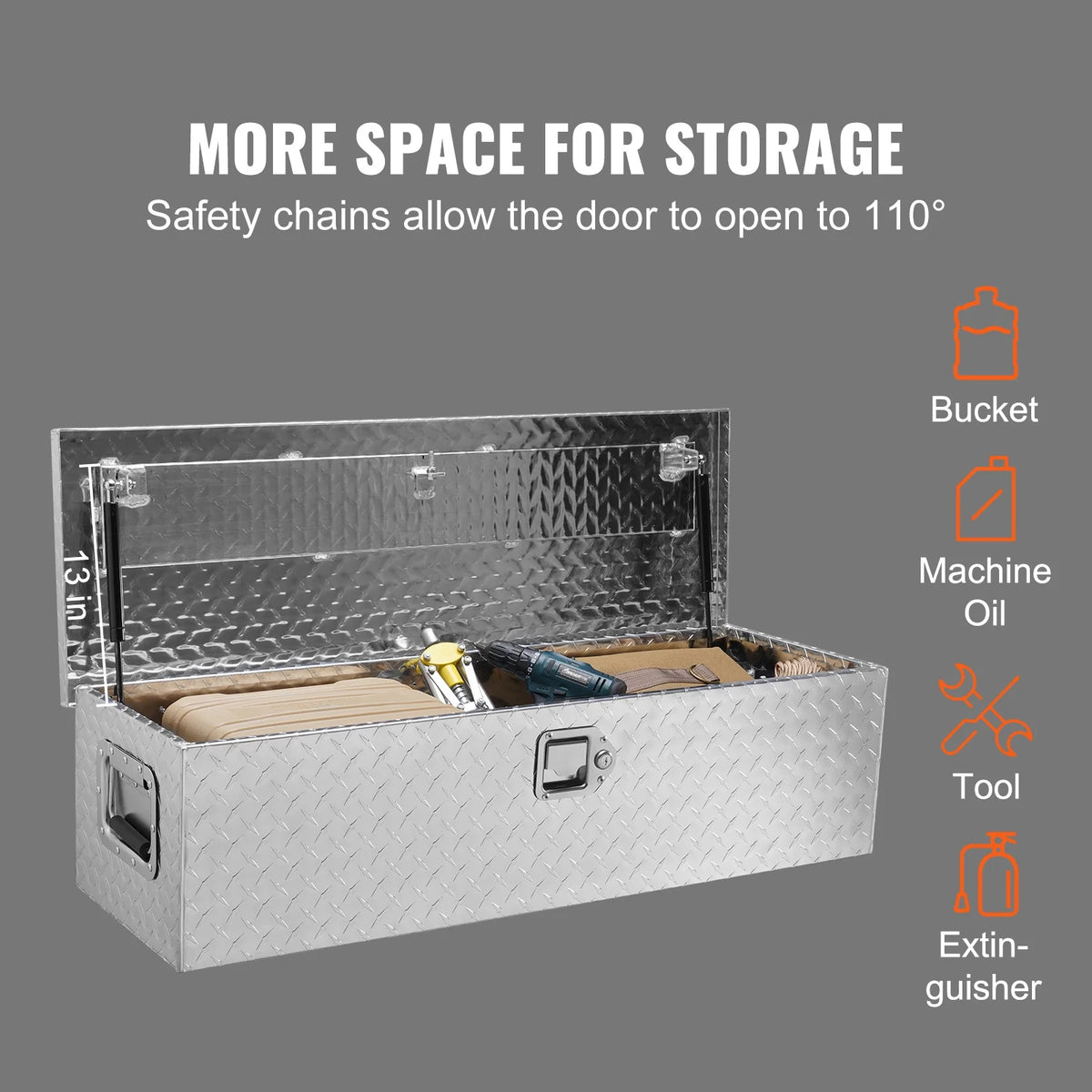 Heavy Duty Aluminum Bar Tread Truck Tool Box K3587