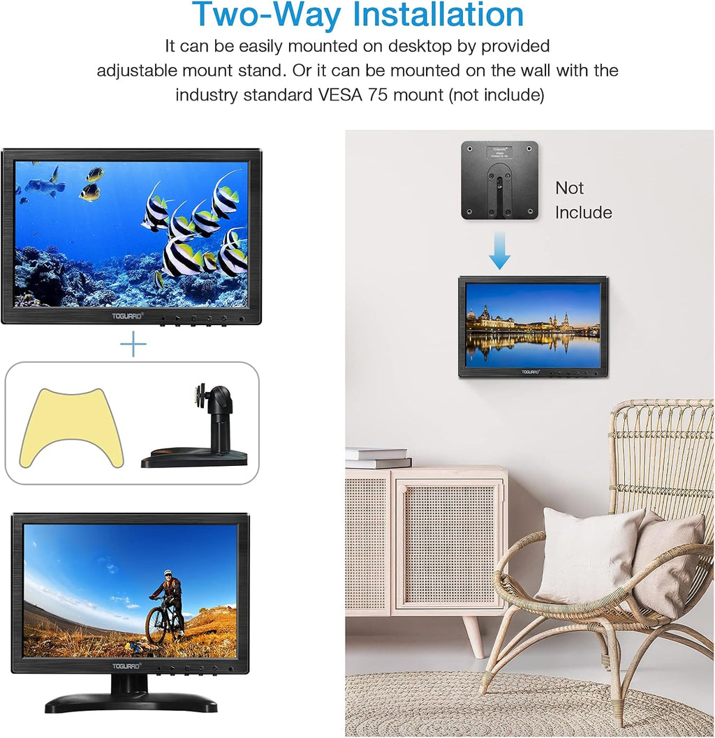 10.1 Inch LED Security Monitor with Remote Control Pack of 2 C64235