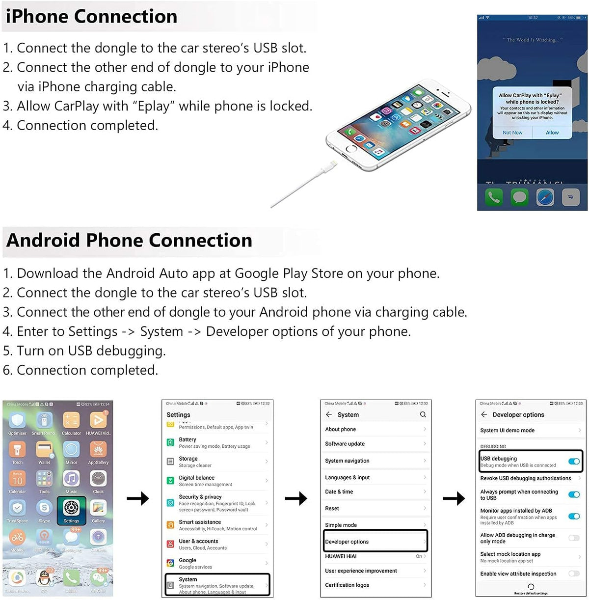USB Dongle for Android Auto and Car Play Car Radio A1166