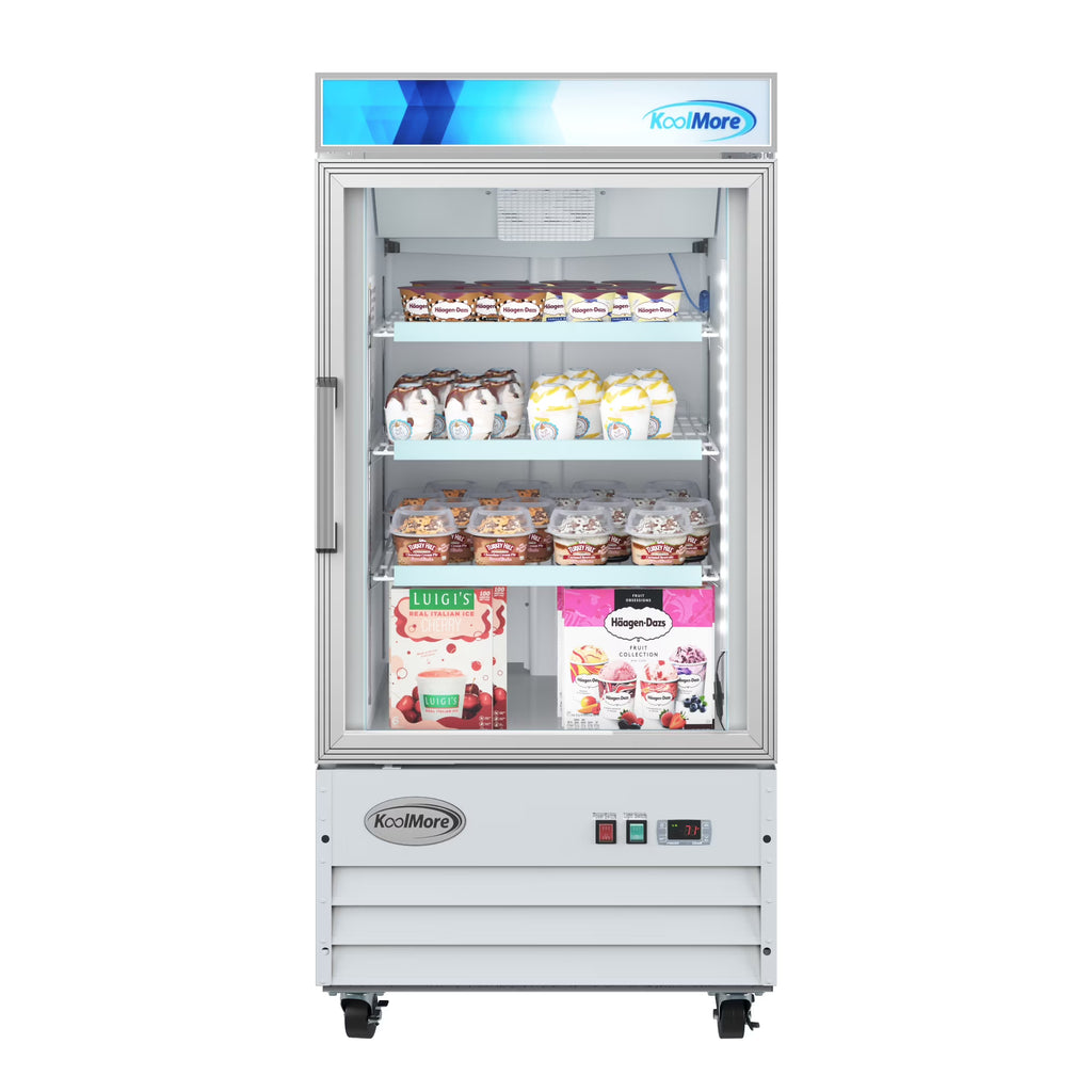 26 in. 1-Door Commercial Display Merchandiser Freezer 9 cu. ft. White W297