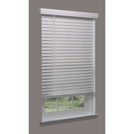 Cordless Faux Wood Blind, white, 22-3/4x22w x 5 J806