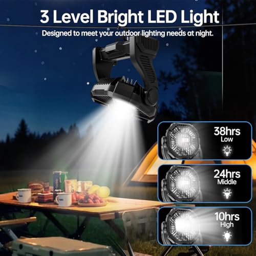 Portable Rechargeable Camping Fan with LED Lantern A84953