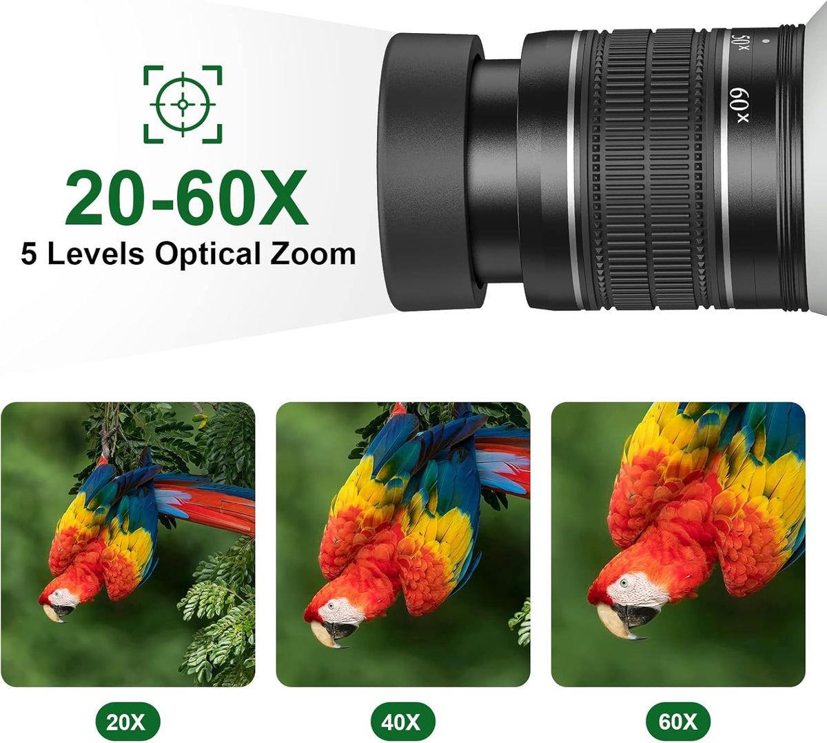 20-60X80 Spotting Scope with Tripod, Carry Bag, Dual Focusing and 24MM Big Eyepiece A193