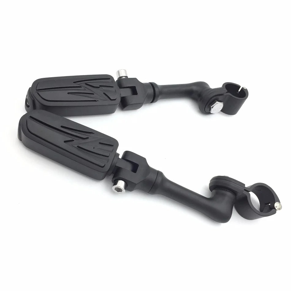 Black Angled Mounting Kit Foot Peg for Bike with 1.25" Front Engine Guard Frame Tube K15389
