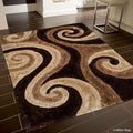 Shaggy Area Rug with 3D Brown Spiral Design 5' x 7' B6266
