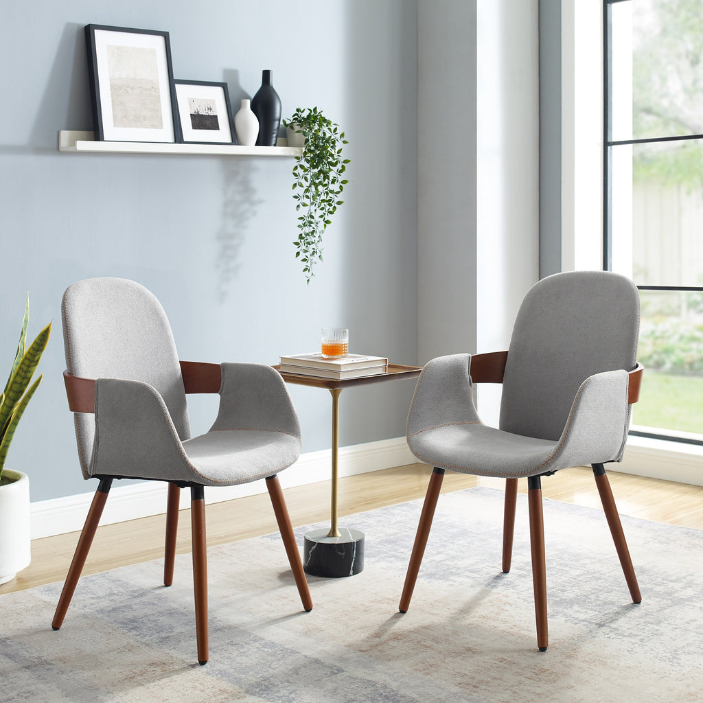 Dark Grey Upholstered Accent Side Chairs with Bamboo Legs Set of 2 L999