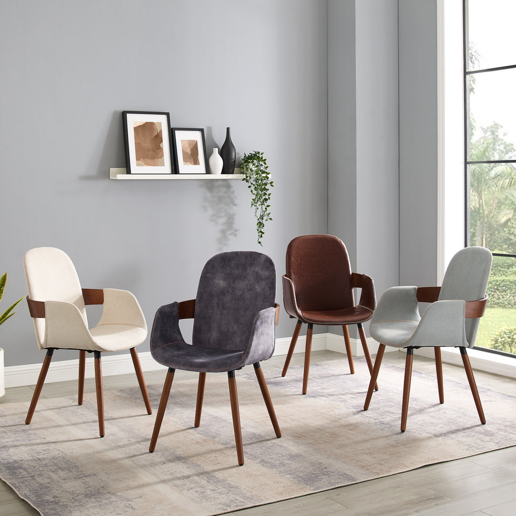 Dark Grey Upholstered Accent Side Chairs with Bamboo Legs Set of 2 L999