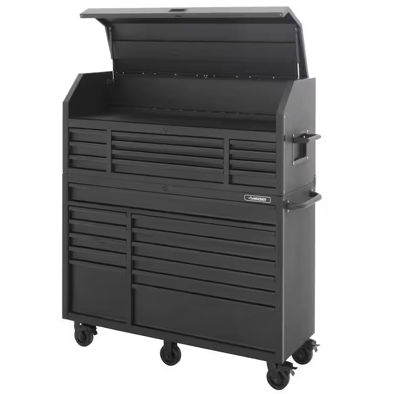 Heavy Duty 23-Drawer Rolling Tool Chest and Top Tool Cabinet Set in Matte Black R34745
