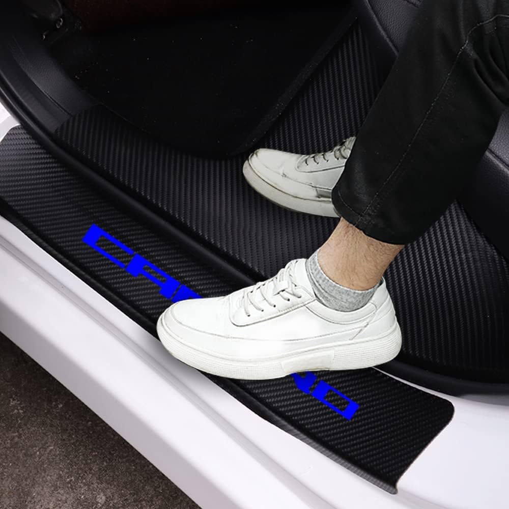4PCS White Carbon Fibre Vinyl Car Door Sill Protector Decal Sticker F36878