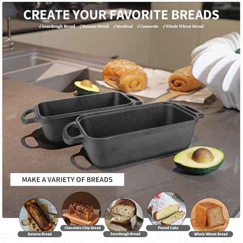 9x5-inch Cast Iron Bread Pan with Lid and 2 Bread Mats L724682