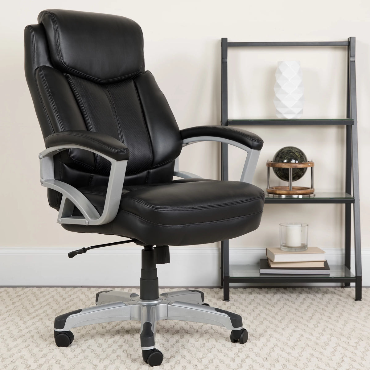 Black Big & Tall Office Chair with Arms C259