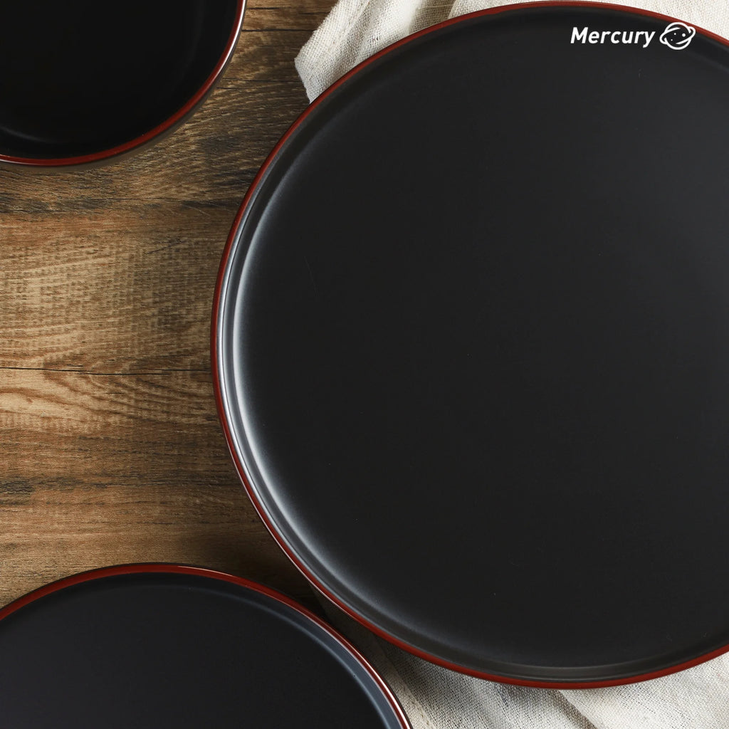 Matte Black 12-Piece Stoneware Dinnerware Set C913