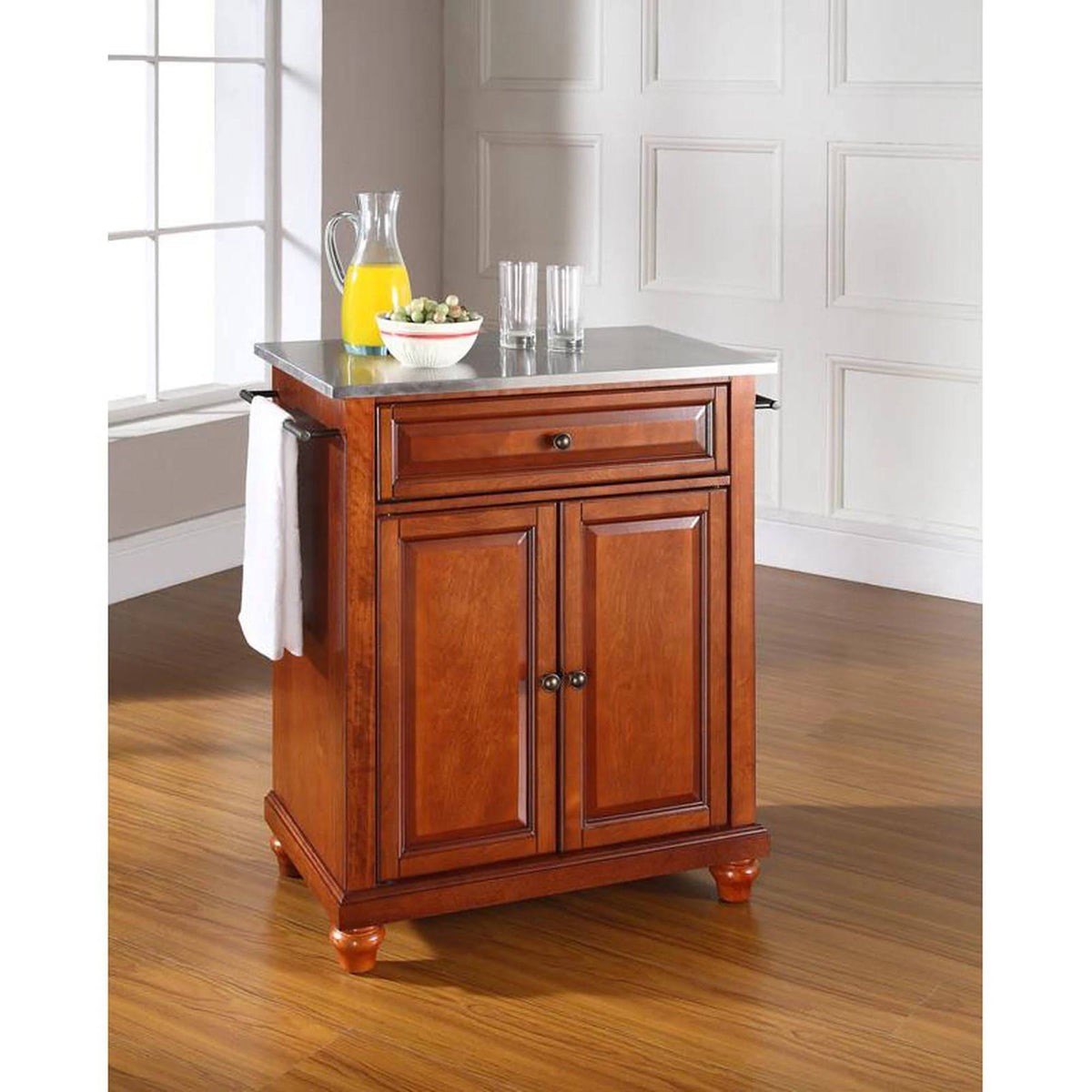 Cherry Stainless Steel Top Portable Kitchen Island L468193