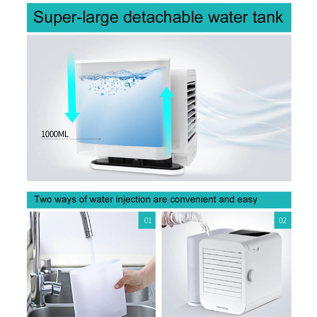 USB Air Conditioner Fan Cooling 1000ml Tank 8 Inch with Clip M40201