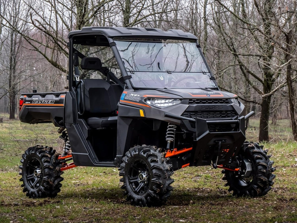 Scratch Resistant Flip / Fold Down 2-in-1 Windshield for Polaris Ranger XP 1000, 1/4 Thick Polycarbonate F1337