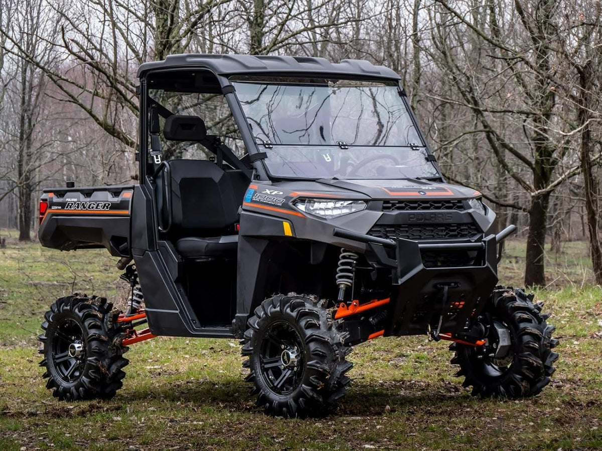Scratch Resistant Flip / Fold Down 2-in-1 Windshield for Polaris Ranger XP 1000, 1/4 Thick Polycarbonate F1337