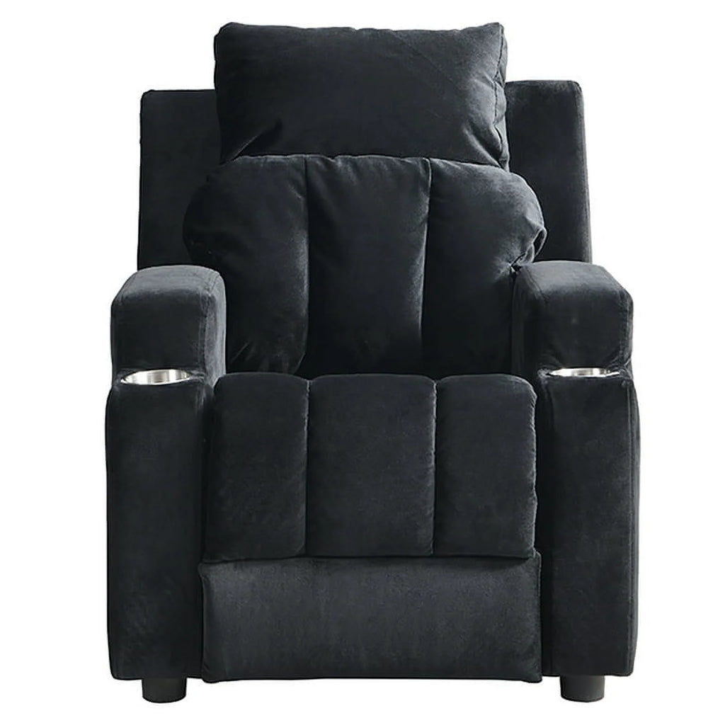 Kids Velvet Recliner Chair with Cup Holder and Footrest J3605