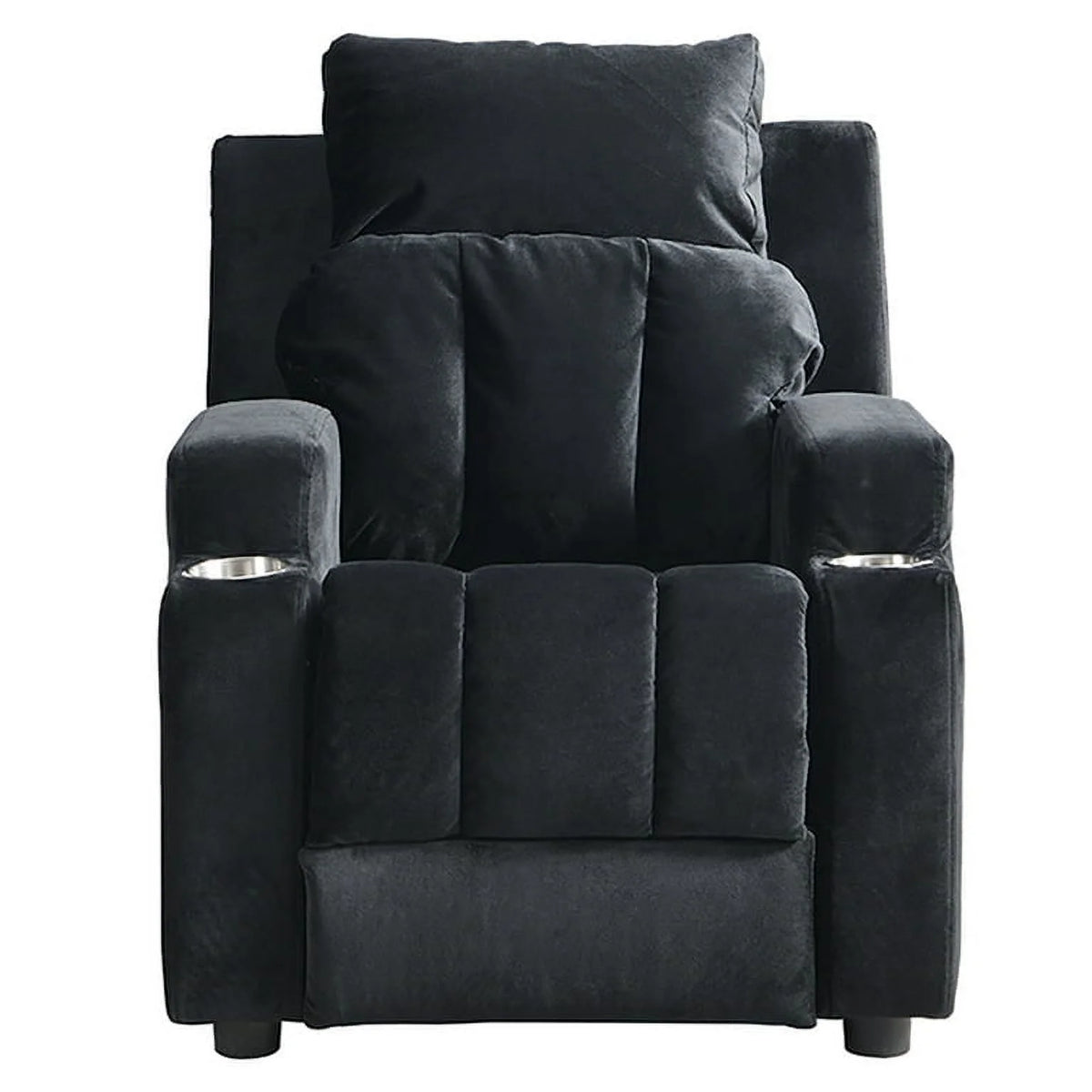 Kids Velvet Recliner Chair with Cup Holder and Footrest J3605