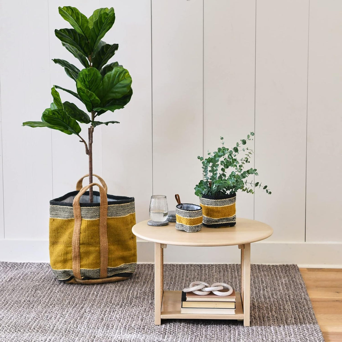 Natural Cane and Solid Mango Wood Round Coffee Table D23684