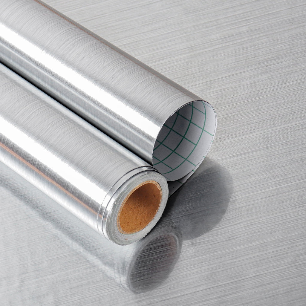Brushed Silver Stainless Steel Self Adhesive Vinyl Film 24"x394" E50389