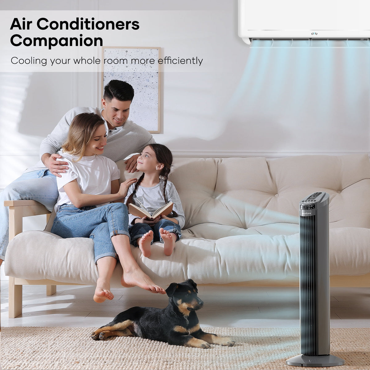 70° Oscillating Tower Fan with Remote Control 3 Speeds 3 Wind Modes Timer Dark Gray H87307