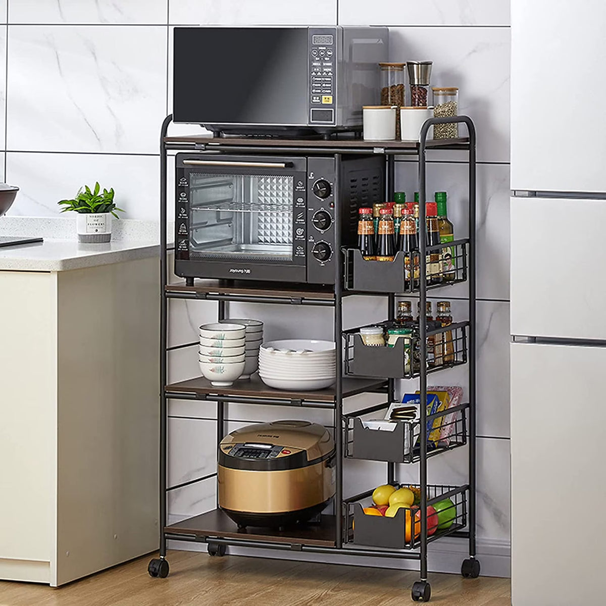 4-Tier + 5-Tier Utility Storage Shelf for Microwave Oven Baker Rack P2487