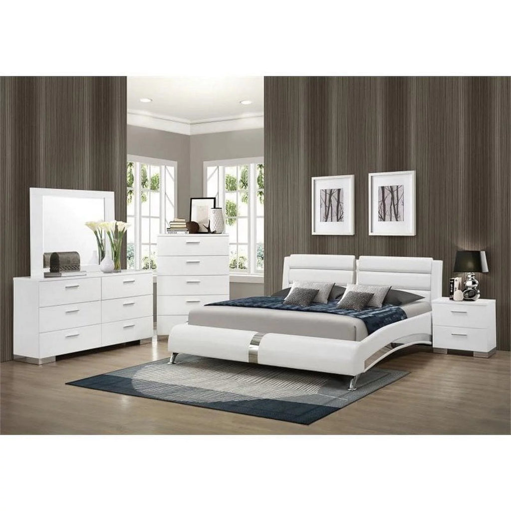 Queen Bedroom Set Glossy White A4066
