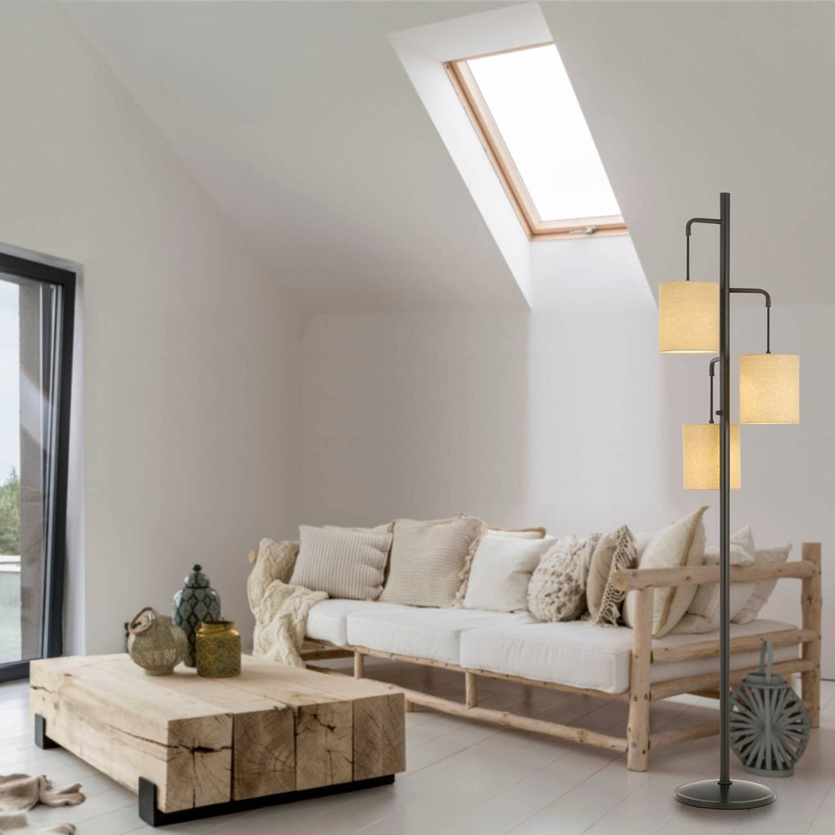 Metal Kirkwall Lantern Floor Lamp with 3 Shades P16565