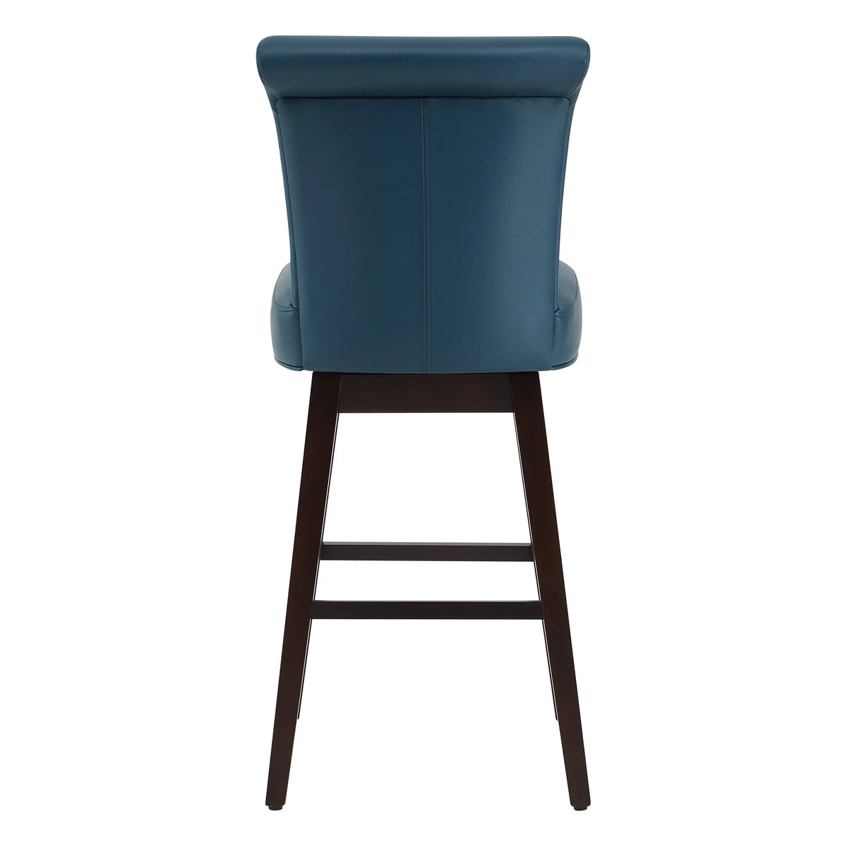 Dark Blue Faux Leather Upholstered Swivel Counter Bar Stools Set of 2 R28611