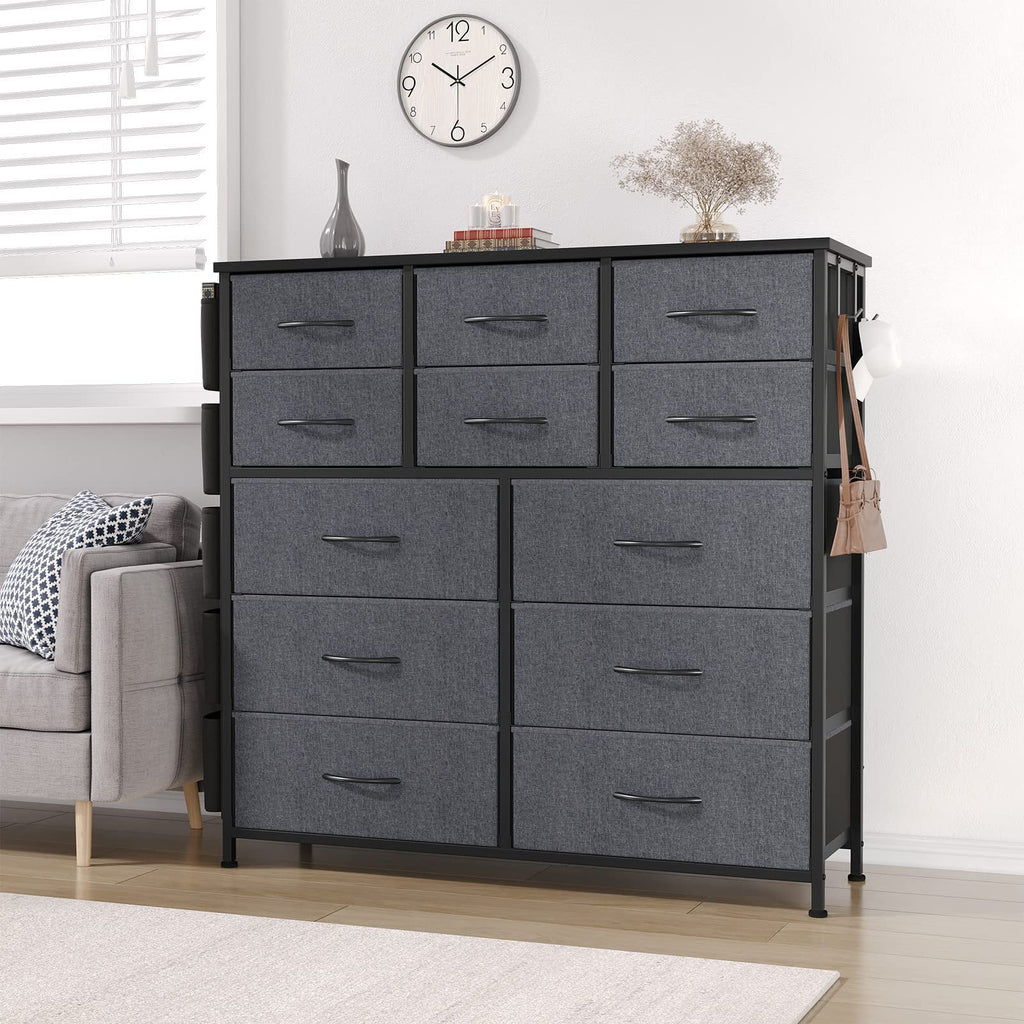 12 Drawer Fabric Dresser with Wood Tabletop O7718