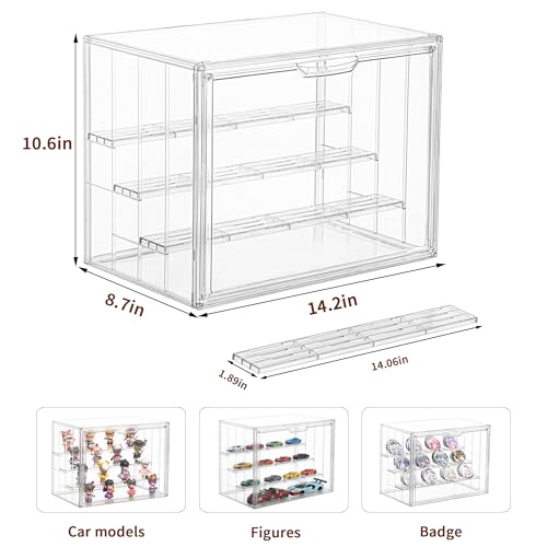 Acrylic 3 Layer Adjustable Display Case with Magnetic Door 2Pack Q631