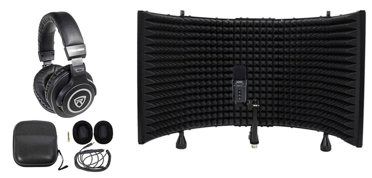 Studio USB Podcast Microphone with Interface, Headphones, and Shield T4314