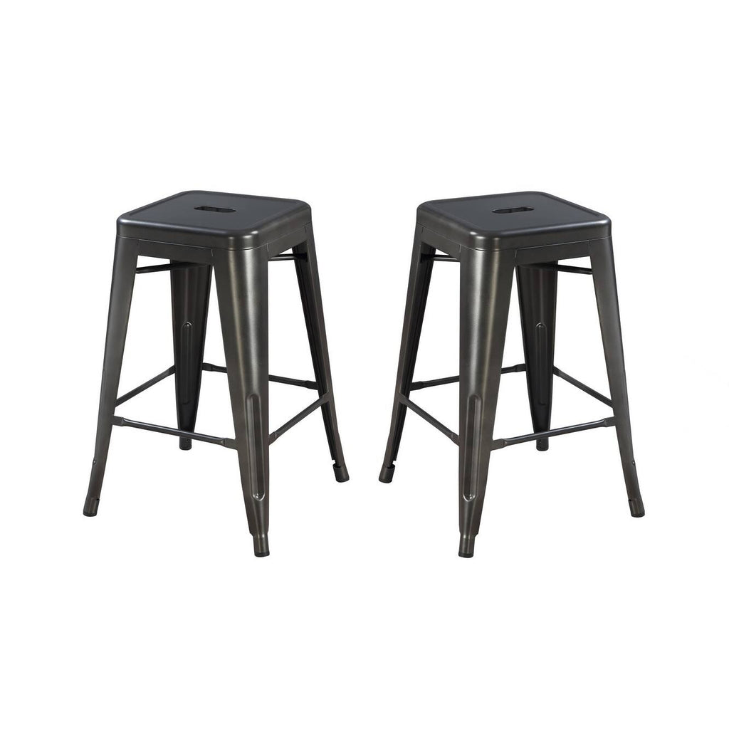 Gunmetal Grey 24-Inch Bar Stool Set of 2 H41787