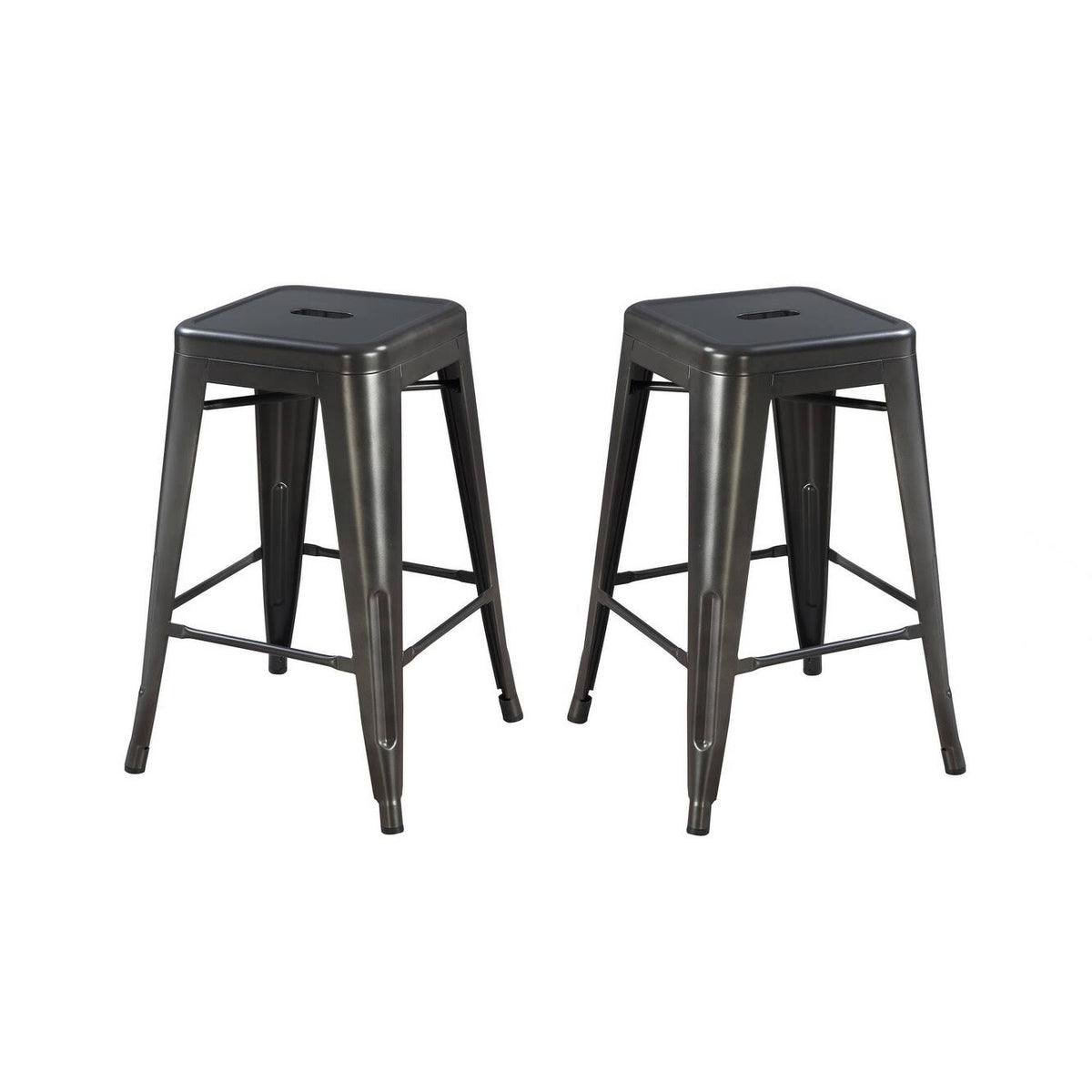 Gunmetal Grey 24-Inch Bar Stool Set of 2 H41787