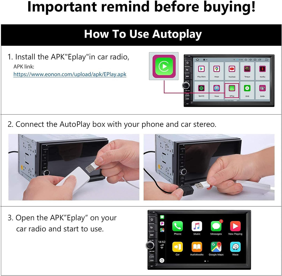 USB Dongle for Android Auto and Car Play Car Radio A1166