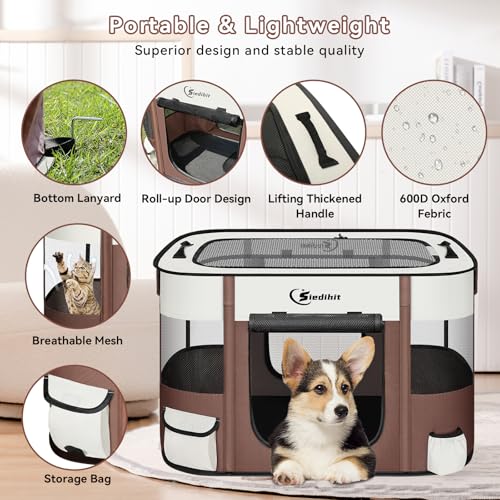 Foldable Dog Playpen with Carrying Case P366502